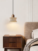 Caldara Travertine Pendant Light – Natural Stone & Wood Hanging Lamp