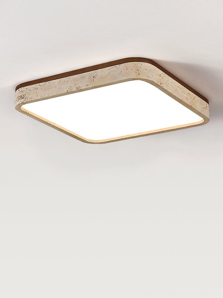 Calden Travertine Ceiling Light – Modern Flush Mount in Natural Stone