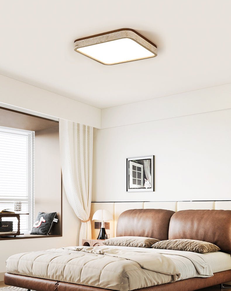 Calden Travertine Ceiling Light – Modern Flush Mount in Natural Stone