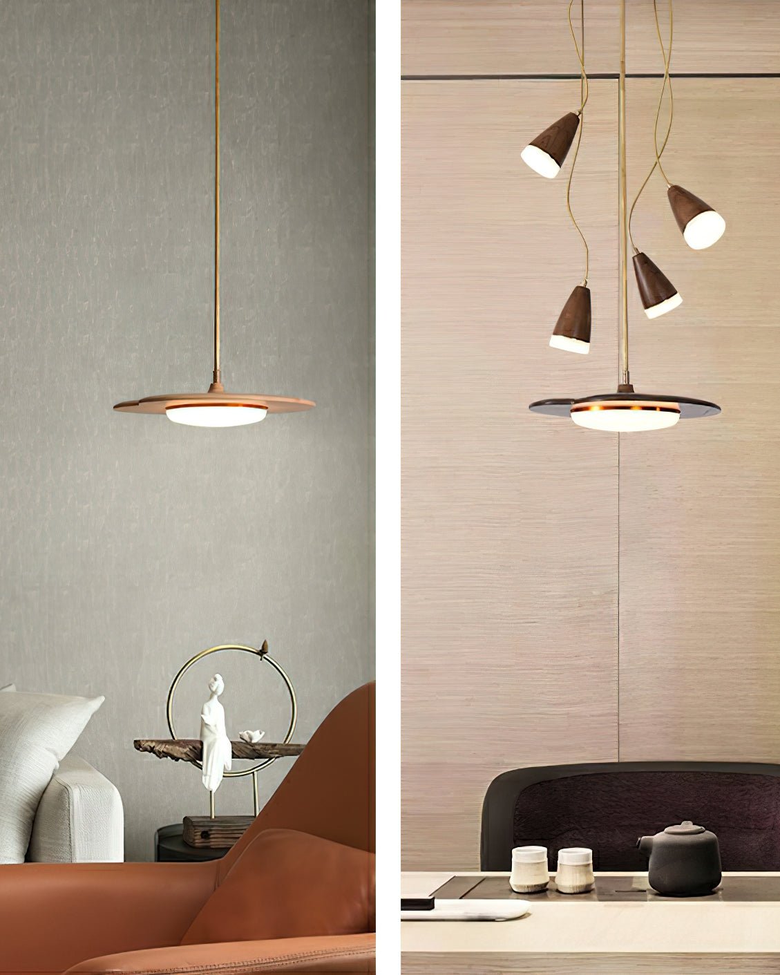Calder Blossom Modern LED Chandelier with Wood Accents