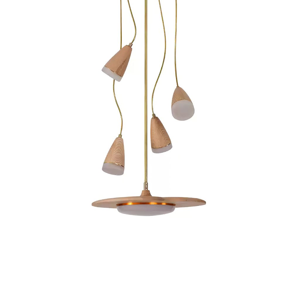 Calder Blossom Modern LED Chandelier with Wood Accents