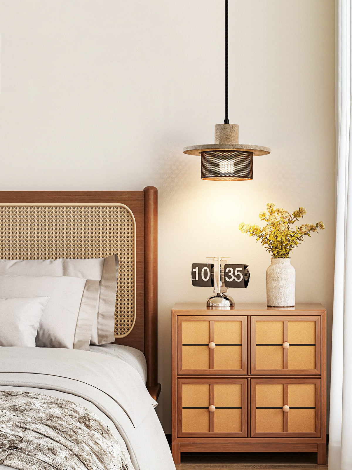 Caldera Travertine Mesh Pendant Light – Natural Stone Designer Hanging Lamp