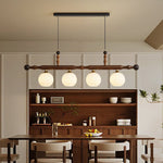Calderon Linear Pendant Light with Opal Glass and Walnut Finish