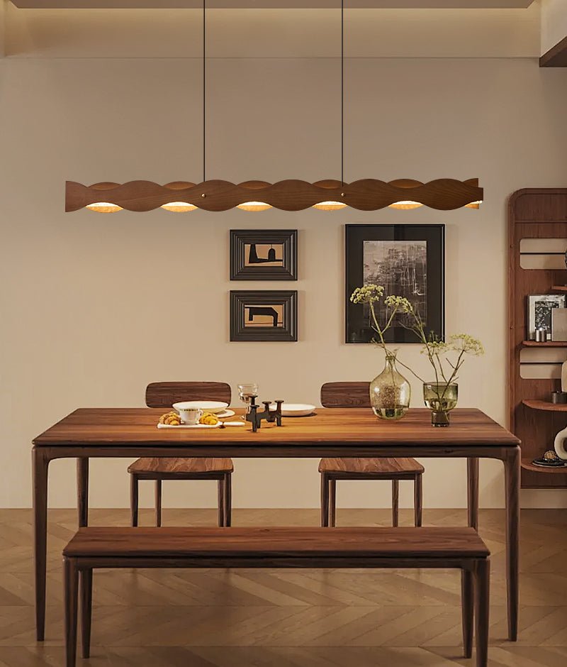 Calderon Linear Wood LED Pendant Light for Dining Room and Kitchen Island