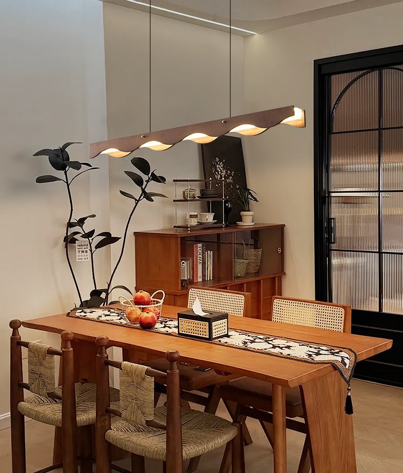 Calderon Linear Wood LED Pendant Light for Dining Room and Kitchen Island