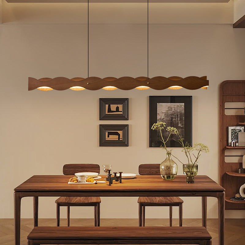 Calderon Linear Wood LED Pendant Light for Dining Room and Kitchen Island