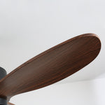 Caldor Industrial Ceiling Fan with Light, Matte Black and Wood Blades