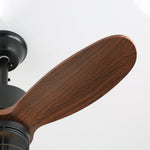 Caldor Industrial Ceiling Fan with Light, Matte Black and Wood Blades