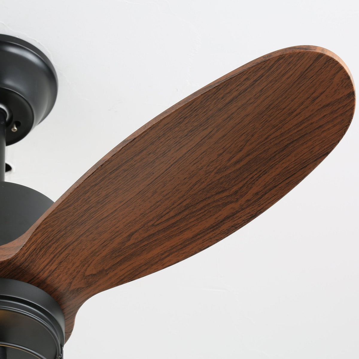 Caldor Industrial Ceiling Fan with Light, Matte Black and Wood Blades