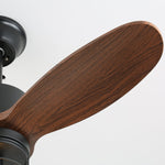 Caldor Industrial Ceiling Fan with Light, Matte Black and Wood Blades