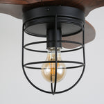 Caldor Industrial Ceiling Fan with Light, Matte Black and Wood Blades