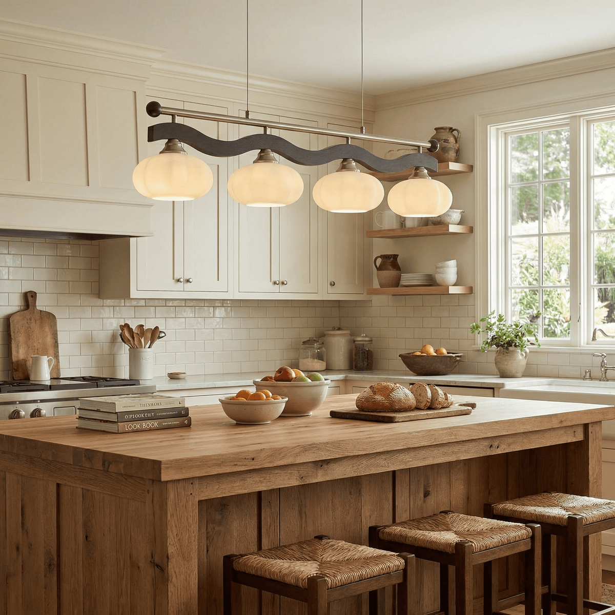 Caldwell Linear Pendant Light – Modern Glass Rail for Kitchen Island and Dining