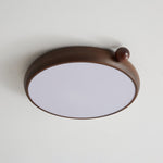Calindra Modern Walnut Wood Grain LED Ceiling Light, Flush Mount for Living Room & Bedroom