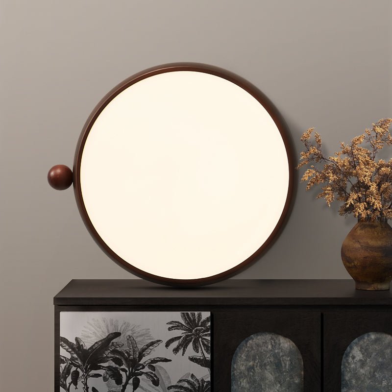 Calindra Modern Walnut Wood Grain LED Ceiling Light, Flush Mount for Living Room & Bedroom
