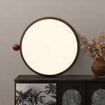 Calindra Modern Walnut Wood Grain LED Ceiling Light, Flush Mount for Living Room & Bedroom