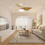 Calix 28 Inch LED Ceiling Fan Light with Remote, Modern Low Profile Flush Mount