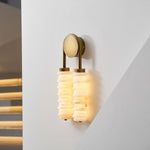 Calla Ribbed Alabaster Wall Sconce with Antique Brass Accents