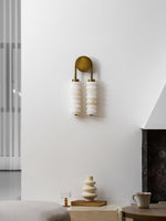 Calla Ribbed Alabaster Wall Sconce with Antique Brass Accents