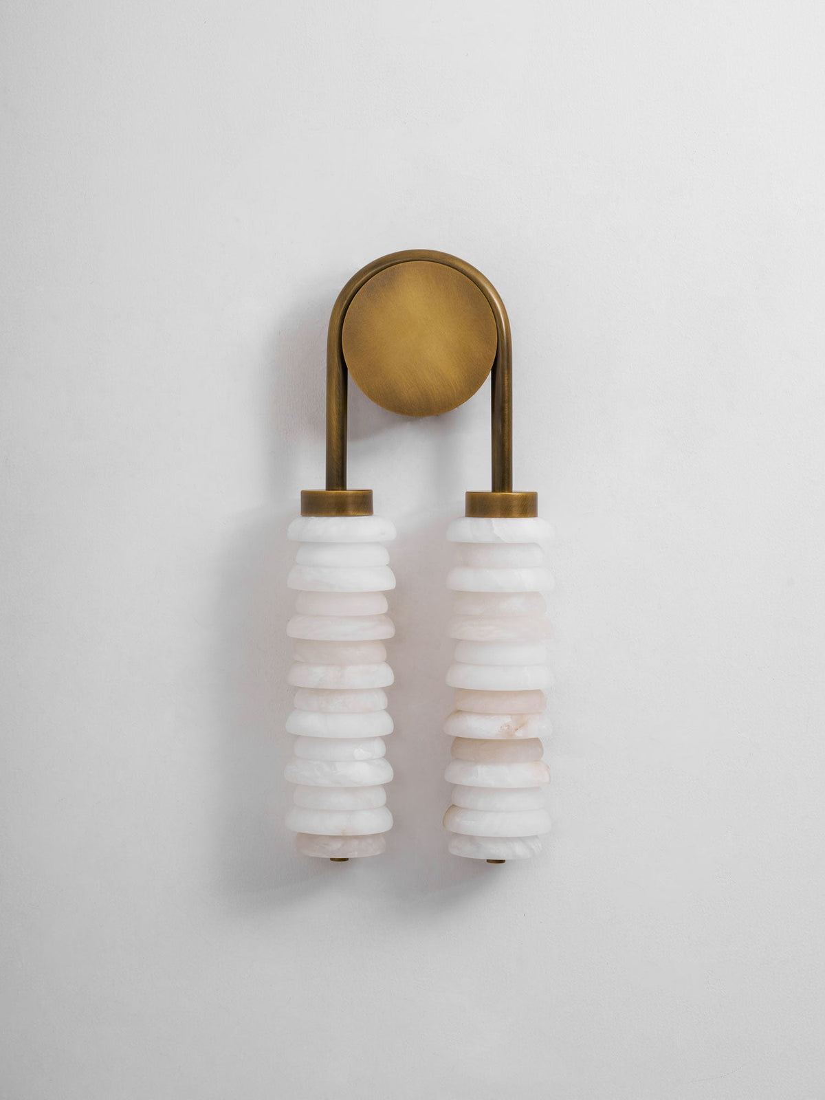 Calla Ribbed Alabaster Wall Sconce with Antique Brass Accents
