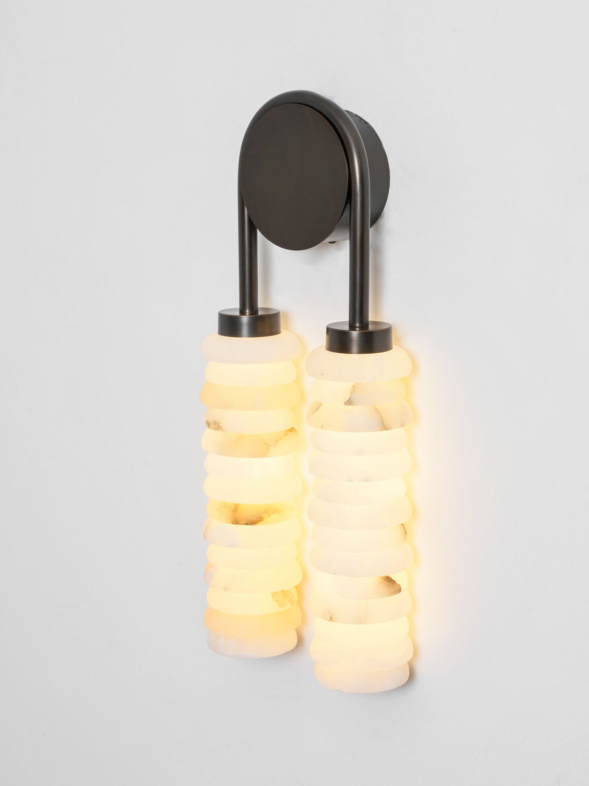 Calla Ribbed Alabaster Wall Sconce with Antique Brass Accents