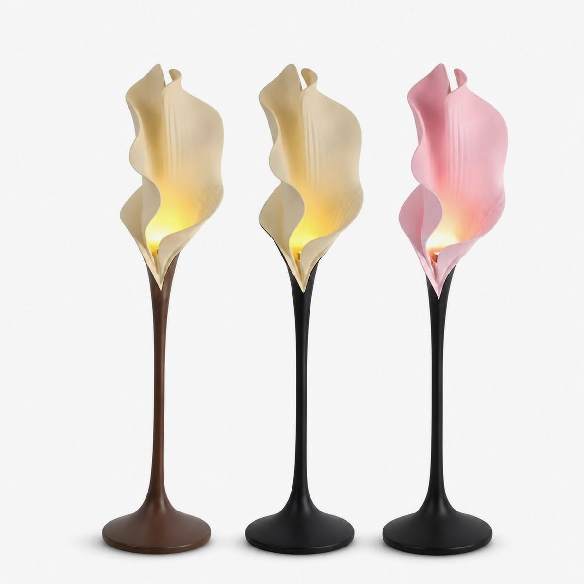Calla Bloom Sculptural Floor Lamp – Petal-Form Resin Shade with Pedestal Base