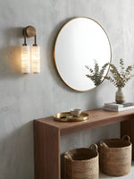 Calla Ribbed Alabaster Wall Sconce with Antique Brass Accents