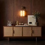 Calla Ribbed Alabaster Wall Sconce with Antique Brass Accents