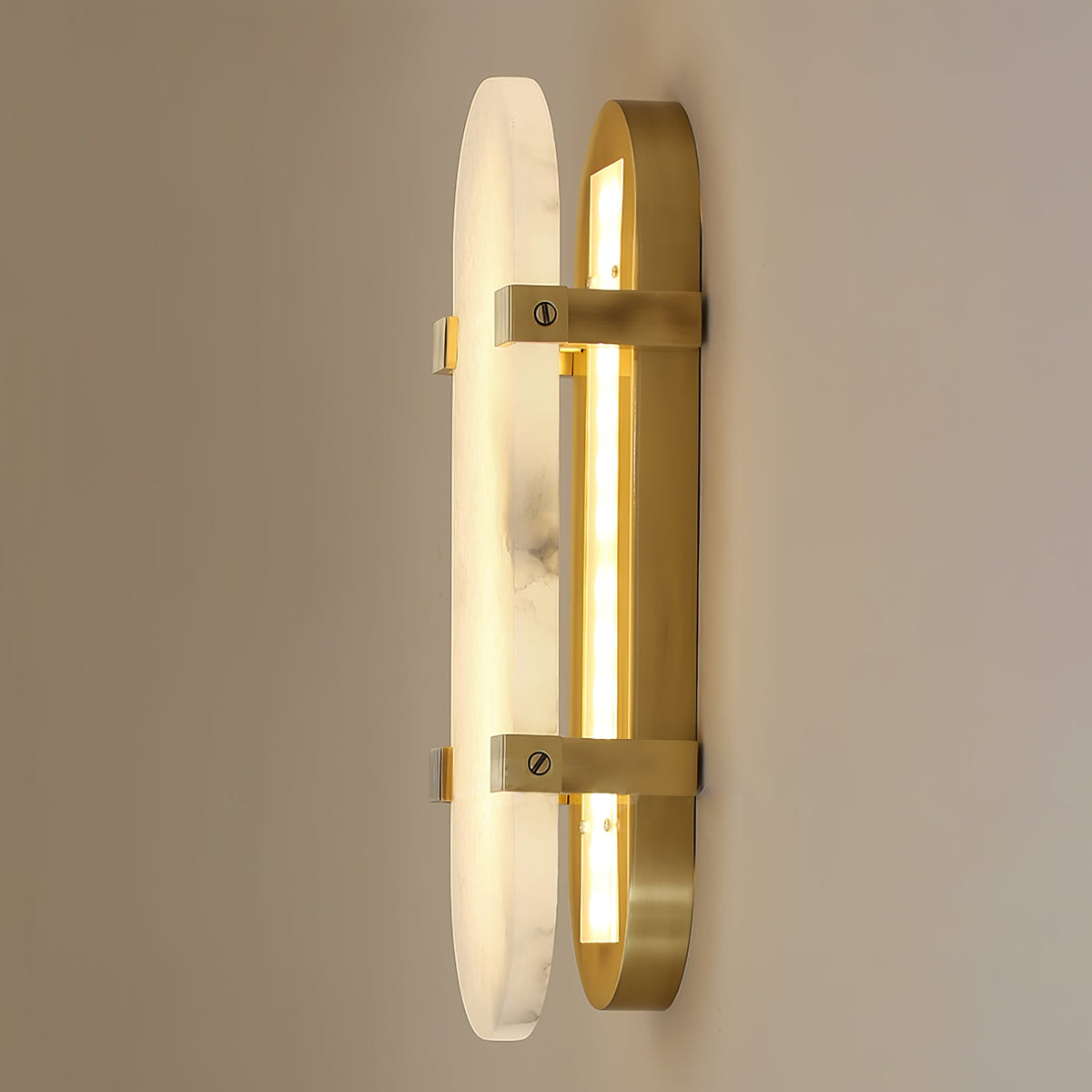 Calla Alabaster Wall Sconce in Brass Frame