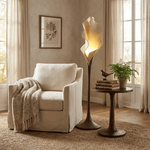 Calla Bloom Sculptural Floor Lamp – Petal-Form Resin Shade with Pedestal Base