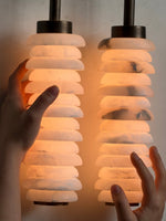 Calla Ribbed Alabaster Wall Sconce with Antique Brass Accents