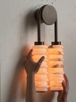 Calla Ribbed Alabaster Wall Sconce with Antique Brass Accents