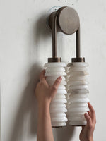 Calla Ribbed Alabaster Wall Sconce with Antique Brass Accents