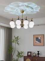 Callidora Modern Glass and Wood Chandelier for Dining Room and Entryway
