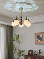 Callidora Modern Glass and Wood Chandelier for Dining Room and Entryway