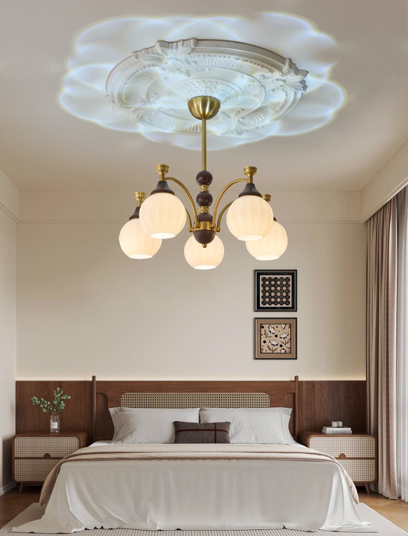Callidora Modern Glass and Wood Chandelier for Dining Room and Entryway