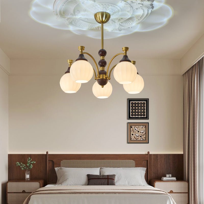 Callidora Modern Glass and Wood Chandelier for Dining Room and Entryway