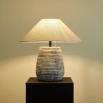 Callisto Ribbed Ceramic Table Lamp with Linen Shade