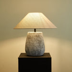 Callisto Ribbed Ceramic Table Lamp with Linen Shade