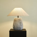 Callisto Ribbed Ceramic Table Lamp with Linen Shade