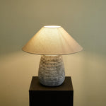 Callisto Ribbed Ceramic Table Lamp with Linen Shade