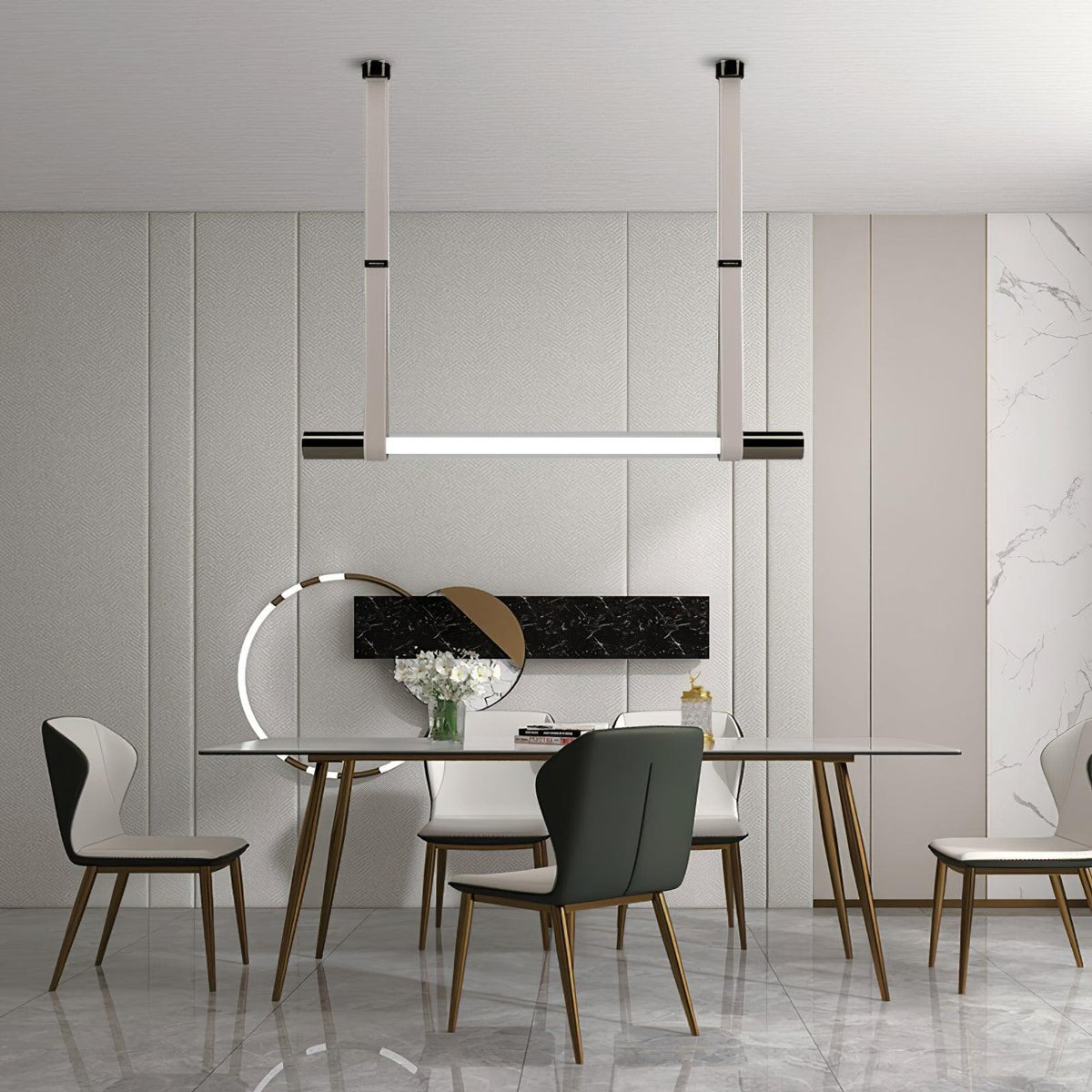 Calm Pendant Light – Modern Glass & Leather Hanging Lamp for Dining and Living Spaces