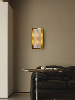 Calviero Alabaster Wall Sconce in Brass – Modern LED Wall Light