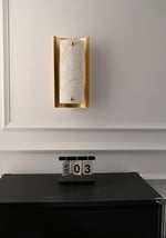 Calviero Alabaster Wall Sconce in Brass – Modern LED Wall Light