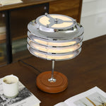 Calystron Sculptural Chrome Table Lamp with Leather Accent