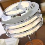 Calystron Sculptural Chrome Table Lamp with Leather Accent