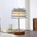 Calystron Sculptural Chrome Table Lamp with Leather Accent