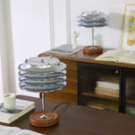 Calystron Sculptural Chrome Table Lamp with Leather Accent
