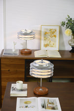 Calystron Sculptural Chrome Table Lamp with Leather Accent
