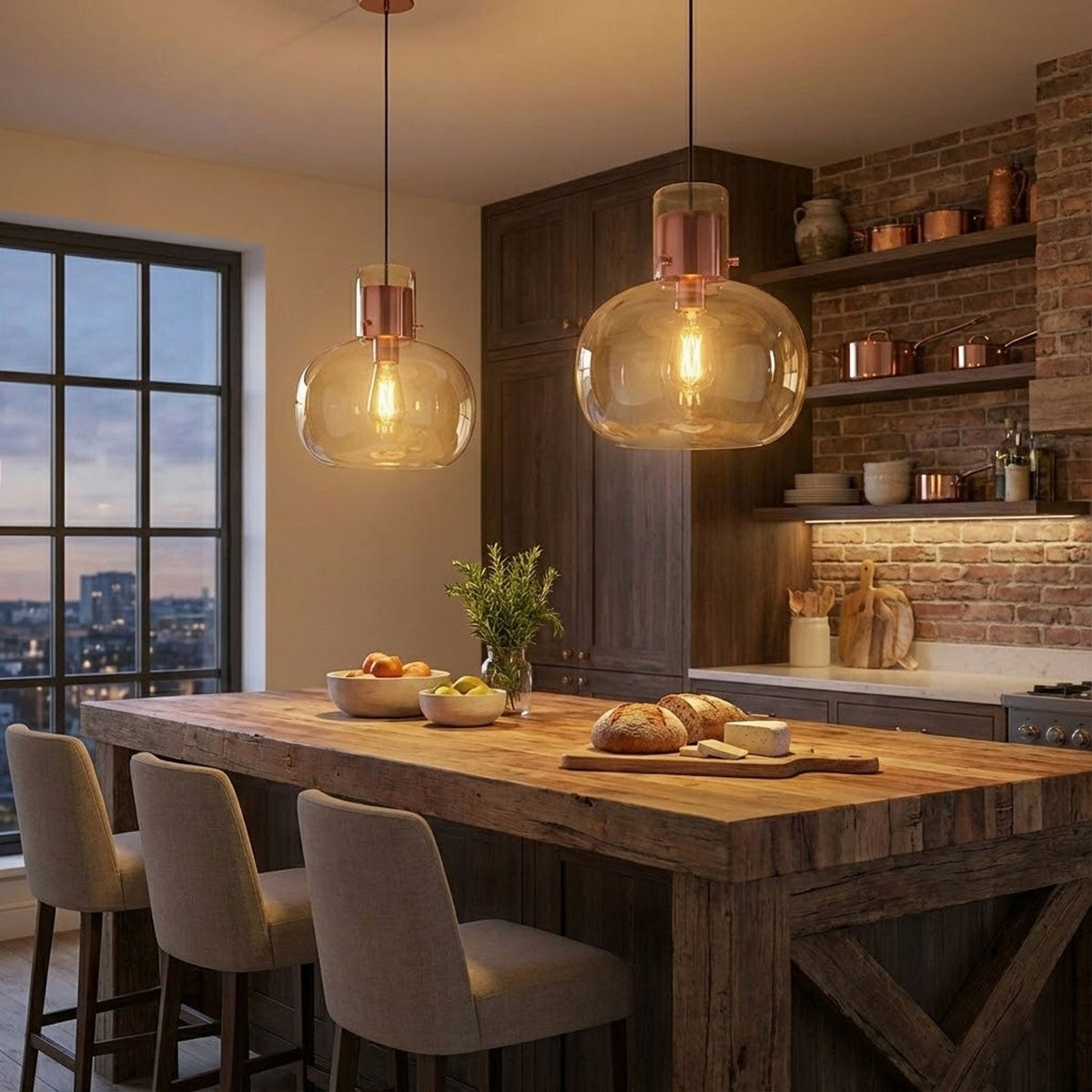 Cambre Glass Pendant Light – Modern Designer Hanging Lamp for Kitchen Island