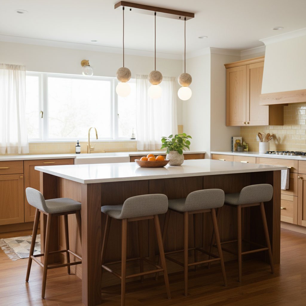 Camille Travertine Pendant Light – Natural Stone Sphere with Opal Glass Globe